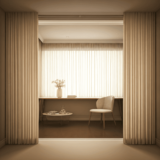 High-end luxury hotel suite interior with minimalist furniture and warm afternoon light