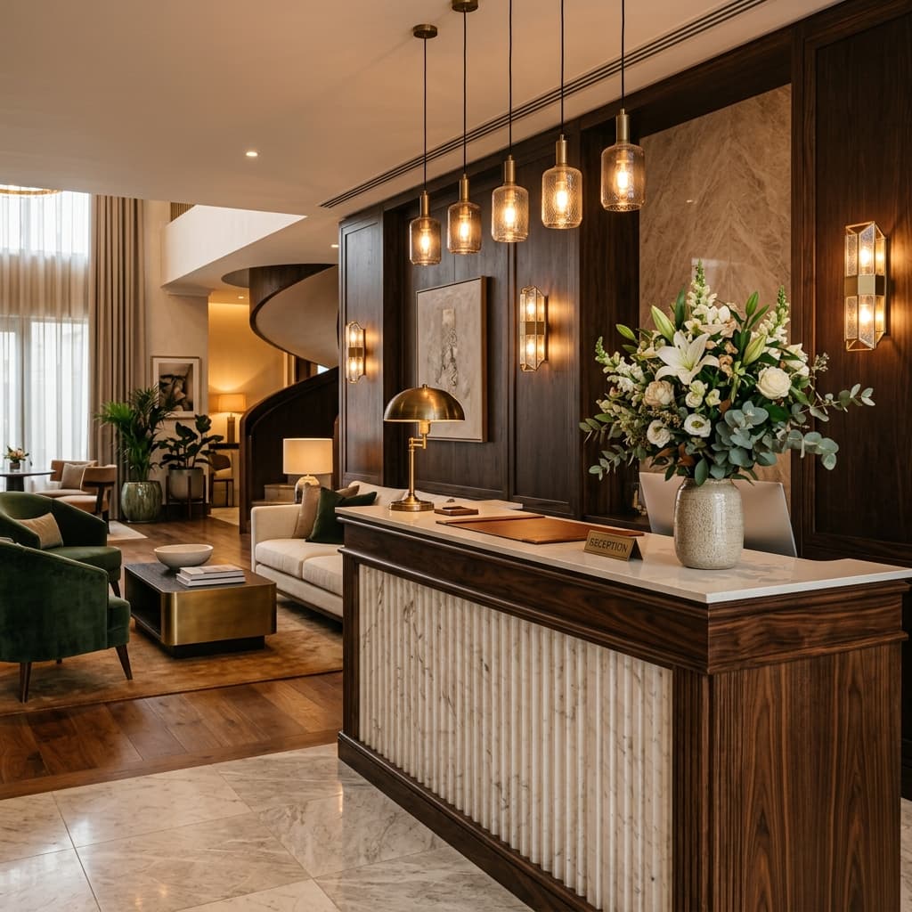 Luxury hotel lobby interior