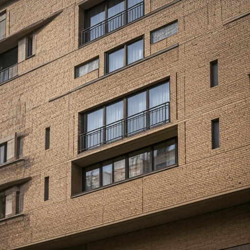 Detailed shot of high-end architectural facade showing clean lines and premium stone textures